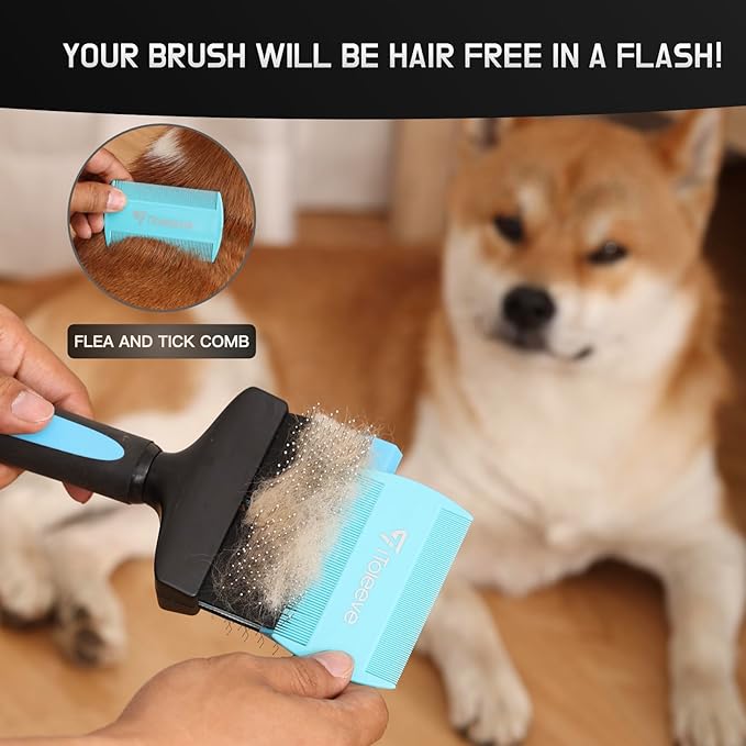 Dual Flex Slicker Brush Dog Brush, Gentle Grooming Tool for Sensitive Dogs & Cats - Ideal for Long Hair, Removes Undercoat, Tangles, and Knots - AquaVibe