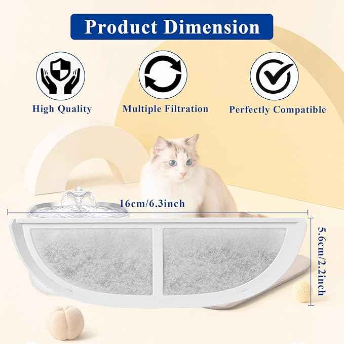 10 Pack Pet Water Fountain Filter Replacements Compatible with Eufy Pet Water Fountain, Providing a Triple Filtration System to Ensure Fresher and Purer for Dogs and Cats