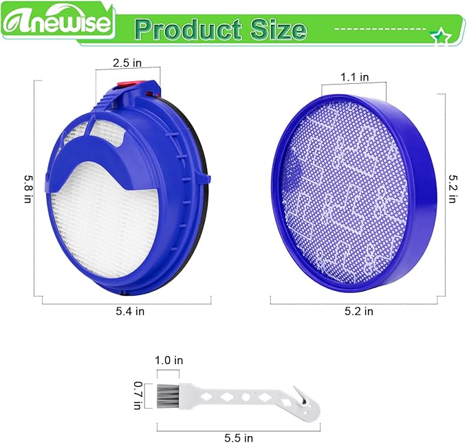 Filter Kits repalcement for Dyson dc25 vacuum Ball filters, Includes 1Pcs 919171-02 Washable Pre Motor Filter and 1Pcs 916188-05 Hepa filter, Fits DC-25 Models - AquaVibe