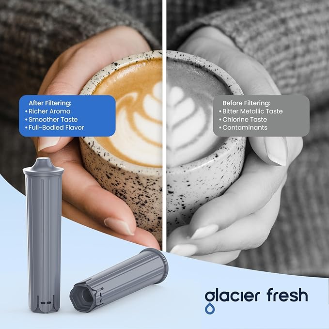 GLACIER FRESH Water Filter Compatible with Jura® 71794 Claris Smart+ Filter Cartridge, Fits E6, E8, Z8, Z6, J6, ENA8 Coffee Machines, NSF/42 Certified, 6 Pack