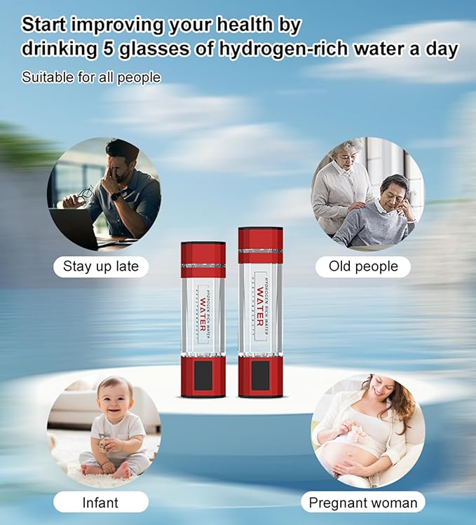 4000-5000PPB Hydrogen Water Bottle Generator, Portable Hydrogen Rich Water Generator, with New PEM and SPE Technology, Balanced pH Hydrogen Water Cup