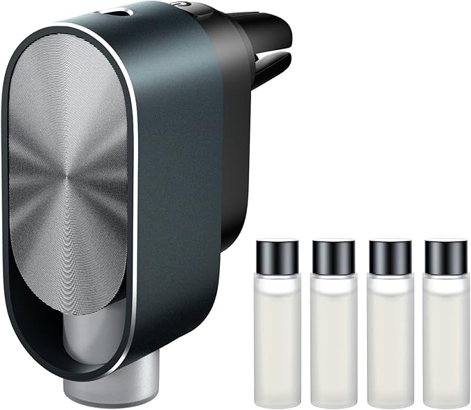 Smart Car Air Freshener Diffuser - Rechargeable Car Diffuser with 3 Modes, Ultrasonic Aroma Diffuser with 4 Essential Oils, Long-Lasting Freshener for Women and Men