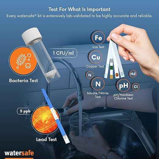 Watersafe The Original Water Testing Kit for Drinking Water, Well and Tap Water, Sensitive Lead in Water Test, Bacteria, Hardness, pH, Nitrates, Easy Instructions, Lab-Accurate Results, 2 Pack