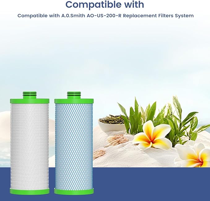 AO-US-200-R Water Filter Replacement Cartridge Compatible with AO Smith Advanced Water Filtration System, 2 Set (4 Count)