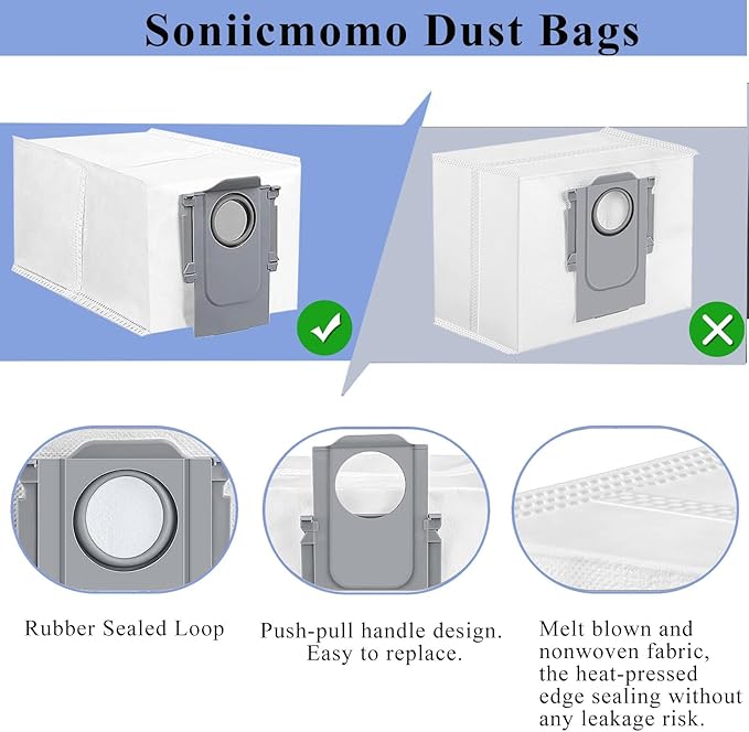Accessories Kit Compatible with Roborock Q Revo【Not for Qrevo S/Pro/Plus/Maxv】Robtic Vacuum Cleaner, 2 Main Brush Roller, 4 Hepa Filters,4 Mop Pads,4 Dust Bags, 6 Side Brush,22 Pack Replacement Parts - AquaVibe