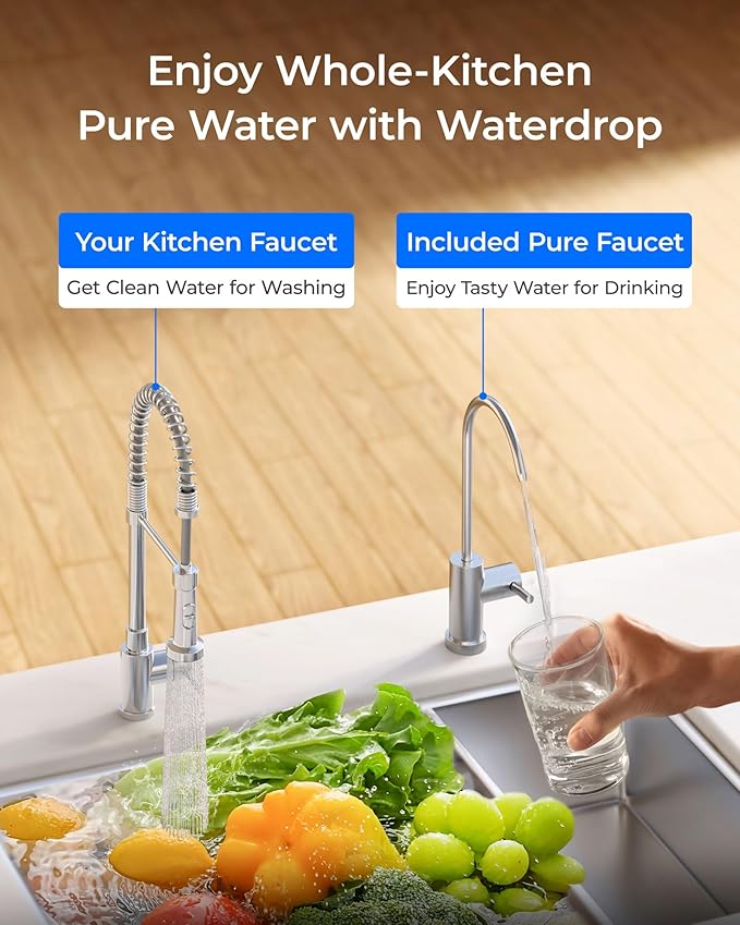 Waterdrop FDL-L2 Replacement Water Filter, Replacement for Waterdrop DLG-L Under Sink Water Filter, Under Sink Water Filtration System