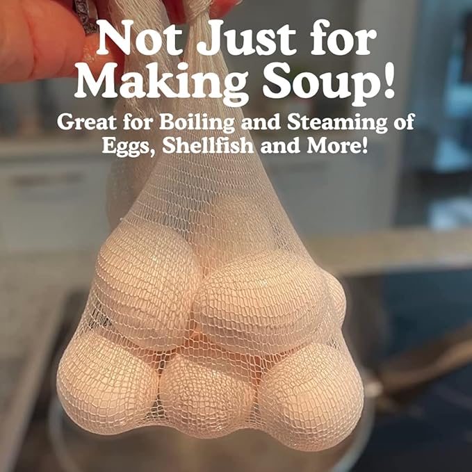 Regency Wraps Soup Socks, 24-inch 10 Pack, 100% Cotton Mesh Bags; for Clear Broths, Delicious Soups with No Straining; Fits Whole Chicken, Stew Meat, or Veggies
