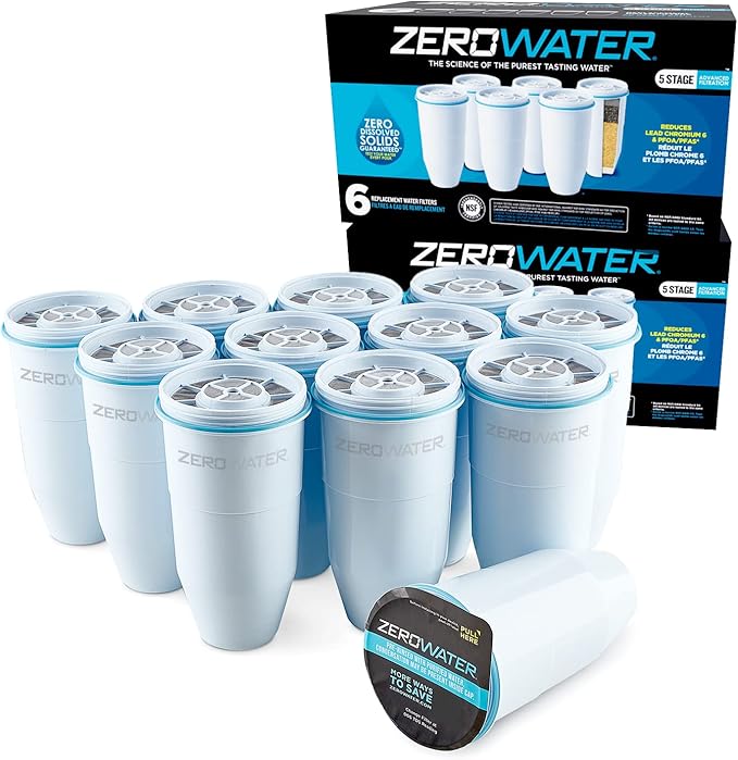 ZeroWater Official Replacement Filter - 5-Stage 0 TDS Filter - System IAPMO Certified to Reduce Lead