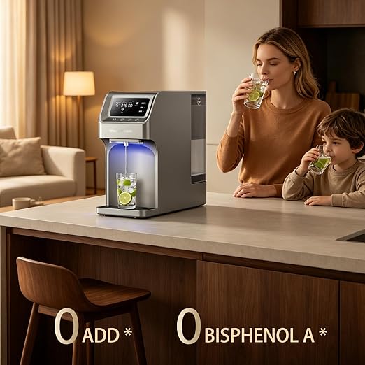 Waken Electric Reverse Osmosis Water Filter Countertop, UV Water Filtration System, 8-Stage RO Filtration Real Time TDS Display, BPA Free, PFAS, Lead & TDS Reduction (Platinum Grey)