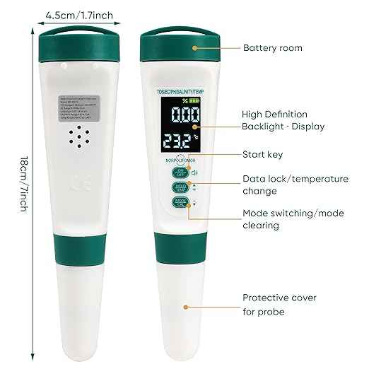 Pool Salt Tester,pH Meter with Audio, TDS/PPM Tester for Swimming Pool, Hot Tub Spas,Aquariums & Hydroponics,Battery Power