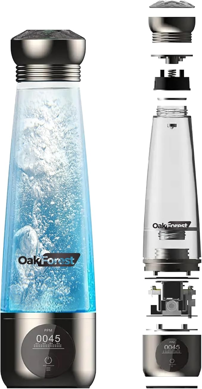 Portable Hydrogen Water Bottle with SPE PEM Technology | OLED Display USB Rechargeable High-Efficiency Hydrogen Rich Water Cup from 1500 up to 3000 PPB with Ionizer Membrane | 270ml