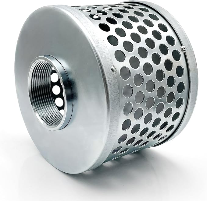 Round Hole Suction Strainers and Combination Hose Connector Set for Pump, Plated Steel (3 inch set)