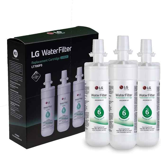 LG LT700P LT700P3 Refrigerator Water Filter, 3 Count (Pack of 1), White