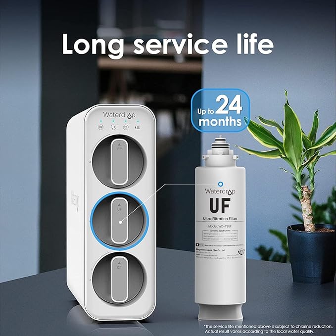 Waterdrop TSUF Ultra-Filtration Under Sink Water Filter, Replacement for Waterdrop TSU-W 3-Stage Ultra-Filtration Under Sink Water Filter System, 0.01 Micron, 4000 Gallons High Capacity, 1 Pack