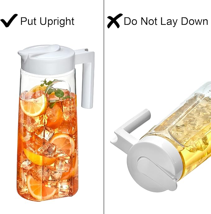 Amazing Abby - Slim - 2-Pack Tritan Pitcher (64 oz), Unbreakable Plastic Water Pitcher with Lid, BPA-Free, Heat-Resistant, Dishwasher-Safe, Great for Both Iced and Hot Drinks, Black