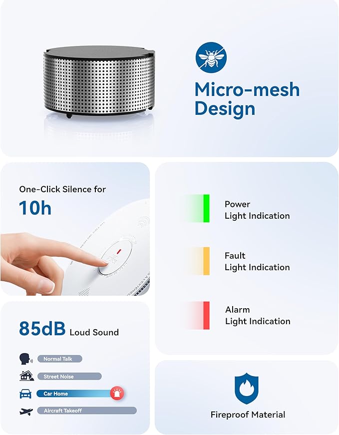 SITERWELL Smoke Detector Carbon Monoxide Detector Combo 10 Year Battery, Meets UL217-9th Standards, Reduced Nuisance Alarms, Smoke and Carbon Monoxide Detector with Bilingual Voice Alerts, 2 Pack