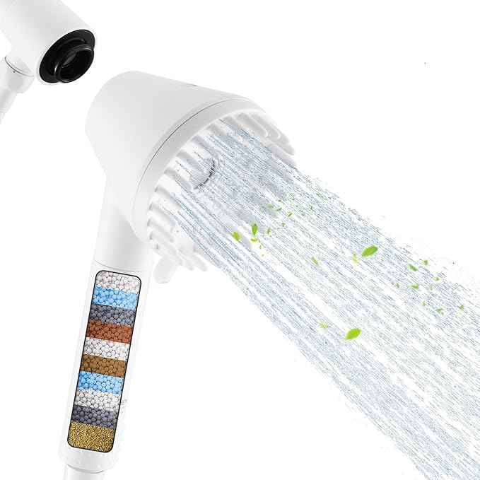 Ryamen 2026 Magnetic Filtered Shower Head with Handheld– High Pressure Showerhead with Power Wash Mode, Chlorine Removal, Massage Brush, Pressure Adjustable, One-Touch Pause & Stainless Steel Hose