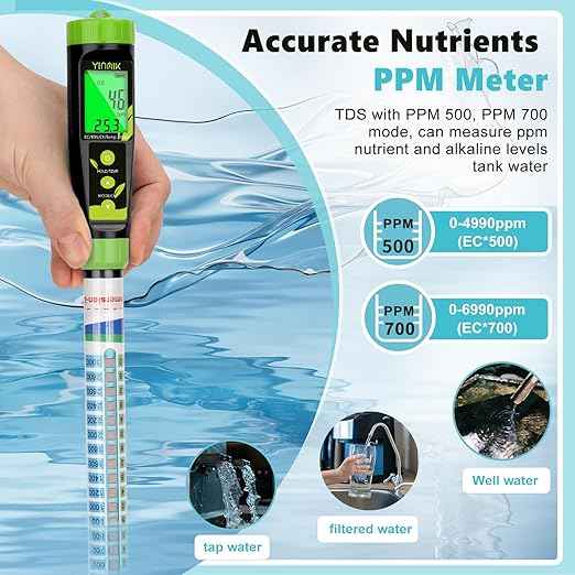 Truncheon Nutrient Meter for Hydroponics, PPM Meter for Nutrients Digital Water Tester EC TDS Tester(EC/PPM500/PPM700/CF) Specifically Designed for DWC,Reservoir, Aquaponics, Indoor Plant Grow