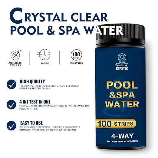 Pool Test Strips,100 Strips Pool and Hot Tub Test Strips, Swimming Pool Test Strips for Total Alkalinity, pH, Free Chlorine(Bromine),Cyanuric Acid-Pool Spa Water Test -Quick and Accurate Results