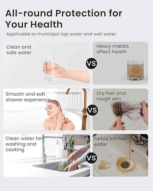 Waterdrop 3-Stage Whole House Water Filter System,with Heavy Metal and Anti-Scale Sediment Filter, Highly Reduce Iron, Scale, Lead, Chlorine, Taste,5 Micron WHF3T-SH,1" Inlet/Outlet