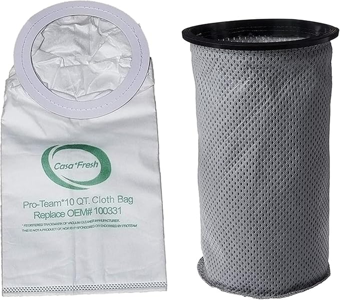 10 PK of Replacement Bags for ProTeam 100331. Compatible with 10 QT BackPack Vacuums - Coachvac, Super Coachvac, Megavac (10 QT Round HEPA + 100565) - AquaVibe