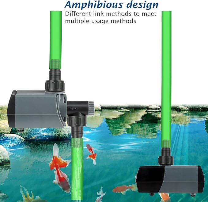 WaterRebirth HSUP4000F Versatile Submersible Pump - Fountain Jets for Ponds, Fish Tanks, Water Gardens - Aquarium & Pond Pump (4000L/H) - AquaVibe