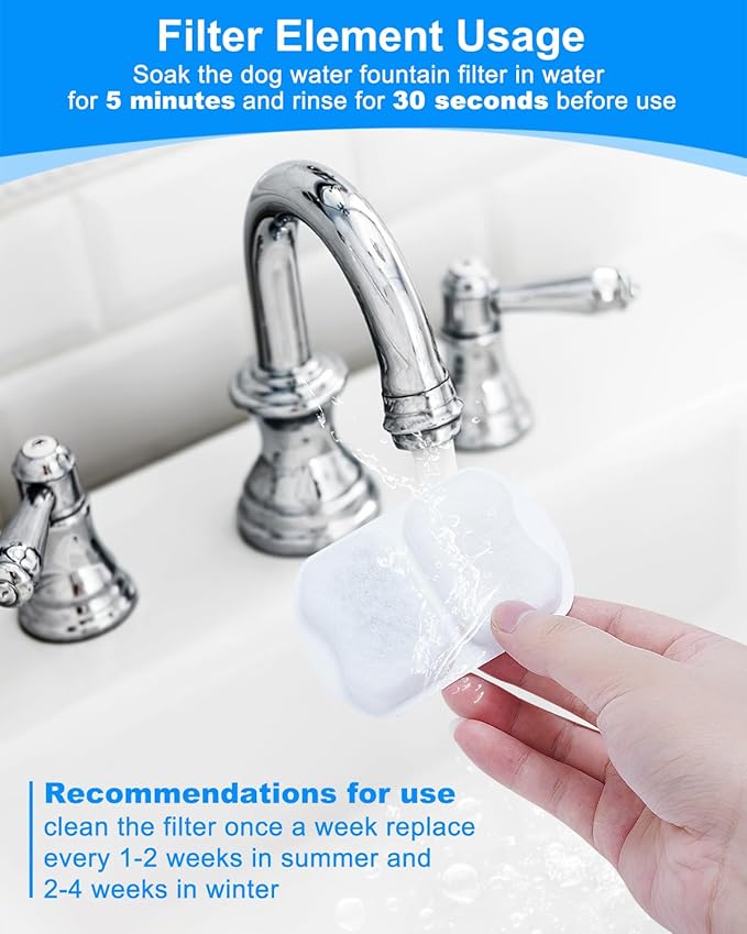 Dog Water Filter Replacement Compatible with oneisall 7L/230oz/1.8G Stainless Steel Pet Water Fountain, Pet Water Filter 12 Set Dog Water Bowl Filters