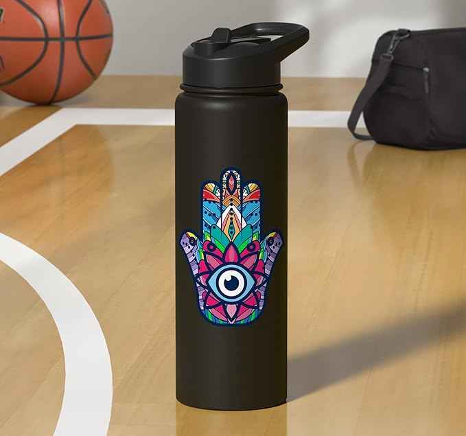 Colorful Nazar Amulet Hamsa Symbol Blue Evil Eye Ornament Stainless Steel Insulated Water Bottle