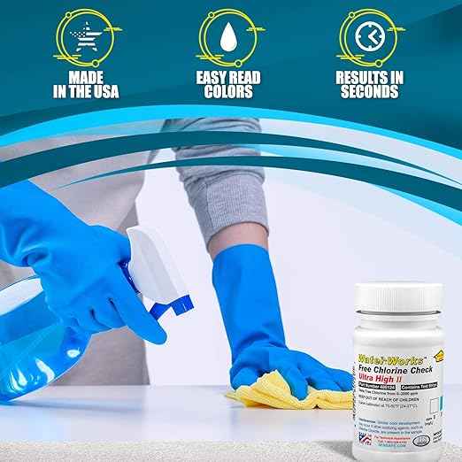 Industrial Test Systems WaterWorks 480124 Free Chlorine Test Strip, Ultra High II Range, 61 Seconds Test Time, 0-2000ppm Range (Bottle of 50)