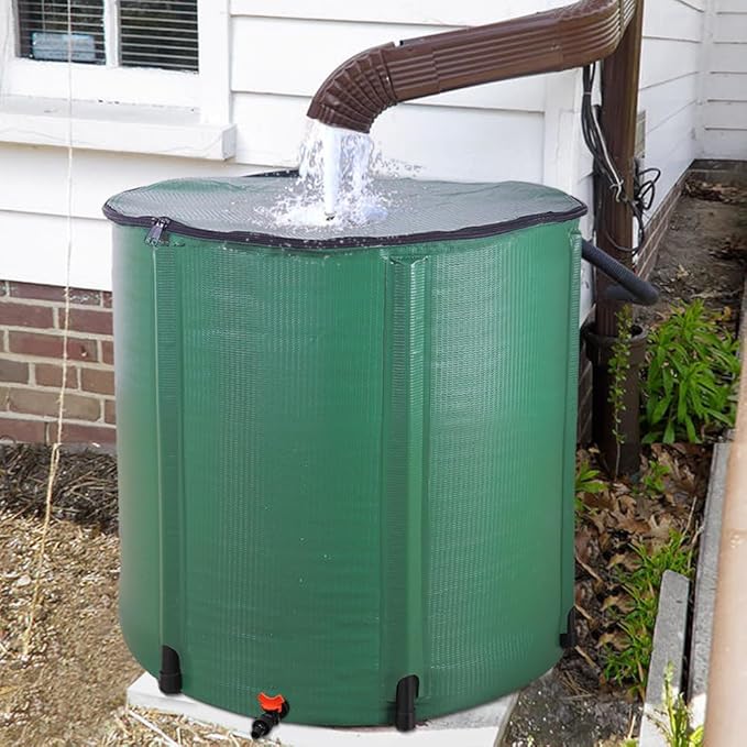 Outvita 200 Gallon Collapsible Rain Barrel, Large Garden Water Storage Tank, Portable Folding Rainwater Collector, Water Catcher with Filter Overflow Kit Faucet Green