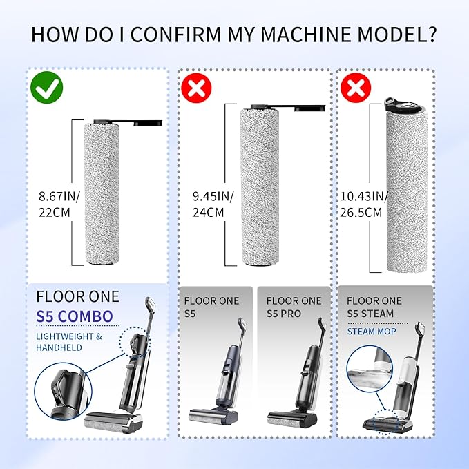 keluke Only S5Combo - Replacement Roller Brush and Filters Compatible with Tineco Floor One S5Combo Wet Dry Cordless Vacuum Cleaner(Not for Others S5 Series Models) 3 Brushes Roller,3 Filters - AquaVibe