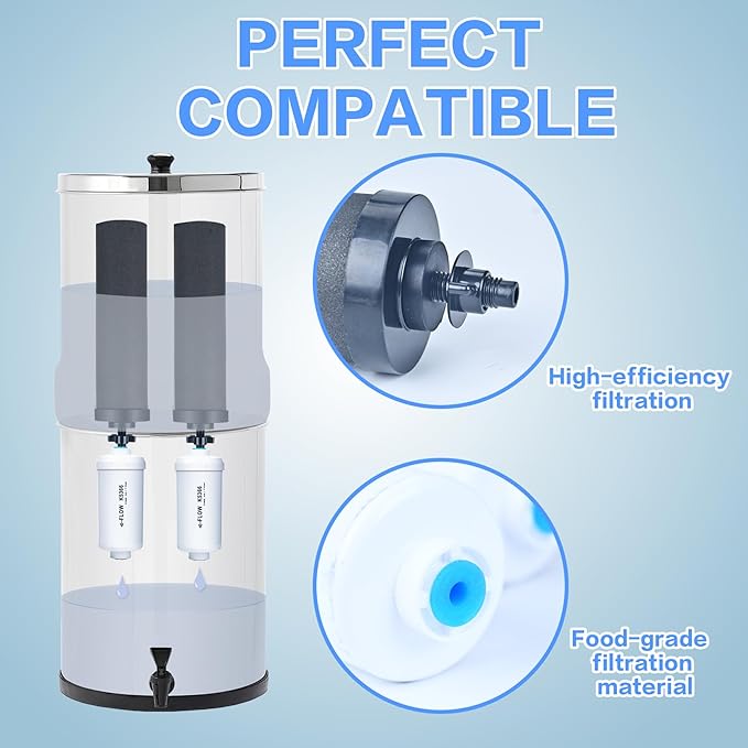 Gravity Water Filter Replacement for Berkey®, 4-Pack Purification Elements - 2 BB9-2® Black Carbon & 2 PF-2® Fluoride Filters, Compatible with Berkey® Gravity Filtration Systems