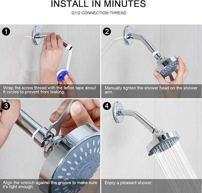 HOPOPRO 5-Mode High Pressure Shower Head - The Washington Post, NBC News, Today TV Show Recommended - High Flow Fixed Showerheads (4 Inch Gold)