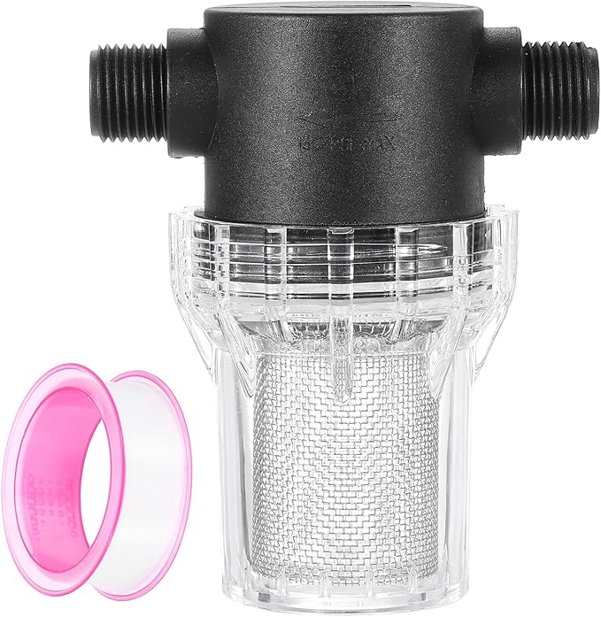 uxcell Pressure Washer Filter 1/2" NPT Female Thread, Inline Mesh Strainer Attachment, Outlet for Pipe Strainer, Stainless Steel Screen with Sealant Tape (Size:20 Mesh) - AquaVibe