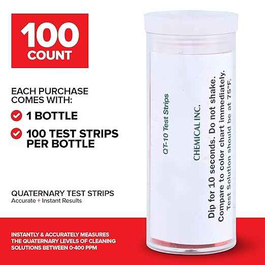 100 Count Quaternary Test Strips for Restaurant Supplies, Bulk Easy to Read Water Test Strips, Quick Result Quaternary Test Kit for Pools, Restaurants, Food Service