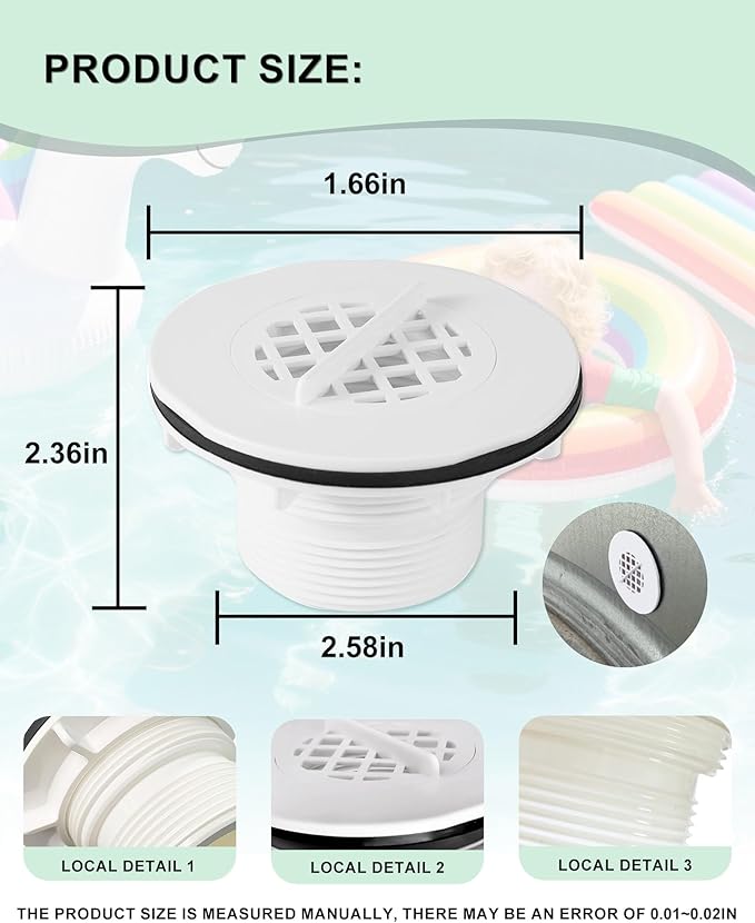 (2pcs) Threaded Inlet Strainer Compatible with Intex Filter Pumps with 1-1/2" Hoses, Above Ground Stock Tank Pool Inlet Strainer Replacement Parts Including Rubber Washer Filter Nut and Grid - AquaVibe
