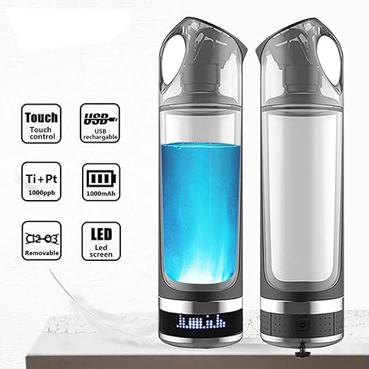 2024 Hydrogen Water Bottle, 500ml Portable Rechargeable Hydrogen Water Bottles Generator with SPE PEM, Hydrogen Water Ionizer Machine for Home, Travel, Office