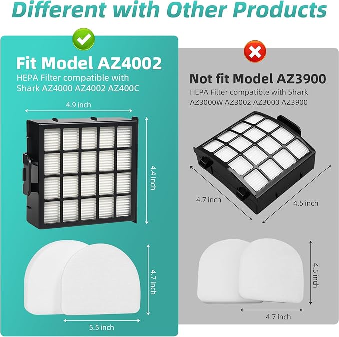 AZ4002 AZ4000 AZ4000C Filter Replacement Parts for Shark Power Detect Pro Max Upright Vacuum Cleaner -1 Roller Brush 2 HEPA Filters 4 Foam & Felt Filters 1 Cleaning Brush - AquaVibe