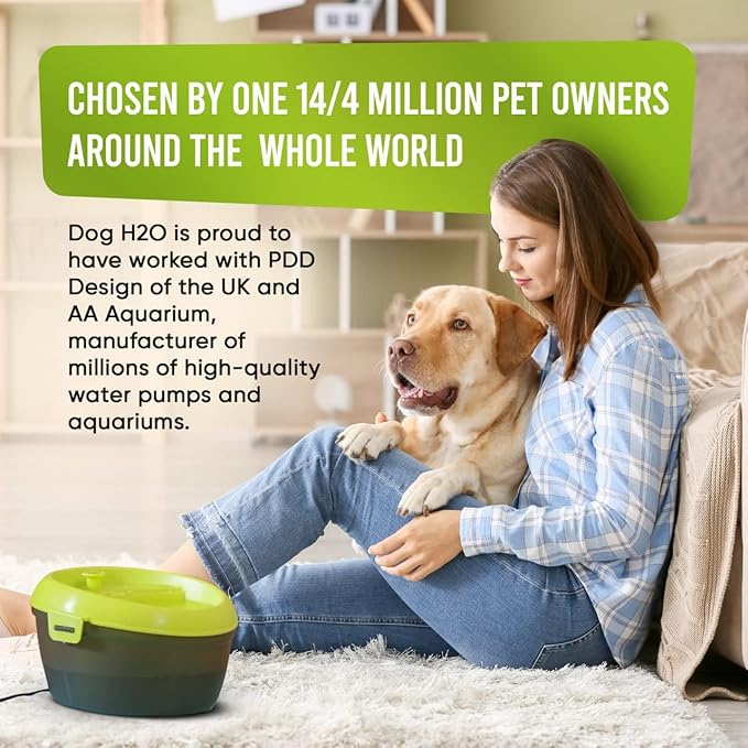 Dog H20 Large Dog Water Fountain 6 Liter - Automatic Filtered Pet Water Fountain for Dogs Raised Bowl Water Dispenser for Large Pets, Water Level Indicator - Multi-Pet, BPA-Free, Dishwasher Safe