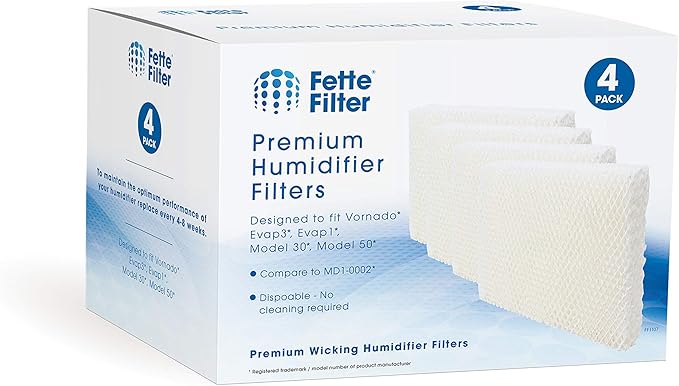 Humidifier Wick Replacement Filters Compatible with Vornado MD1-0002 for MD10002 MD10001 MD1-0001 EVAP1 EVAP3 Model 30/40/50 HU1-0021 Holmes HM250 HM405 HM406 HM725 # MD1-0002 MD1-0001 4-pack