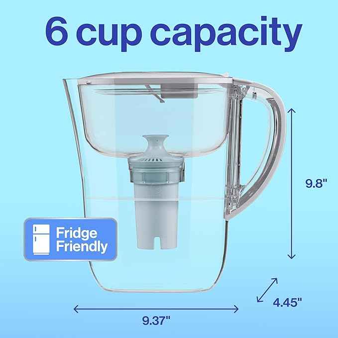 Brita Small 6 Cup Water Filter Pitcher, 1 BritaPlus Filter, Metro, Stone Blue (Package May Vary)