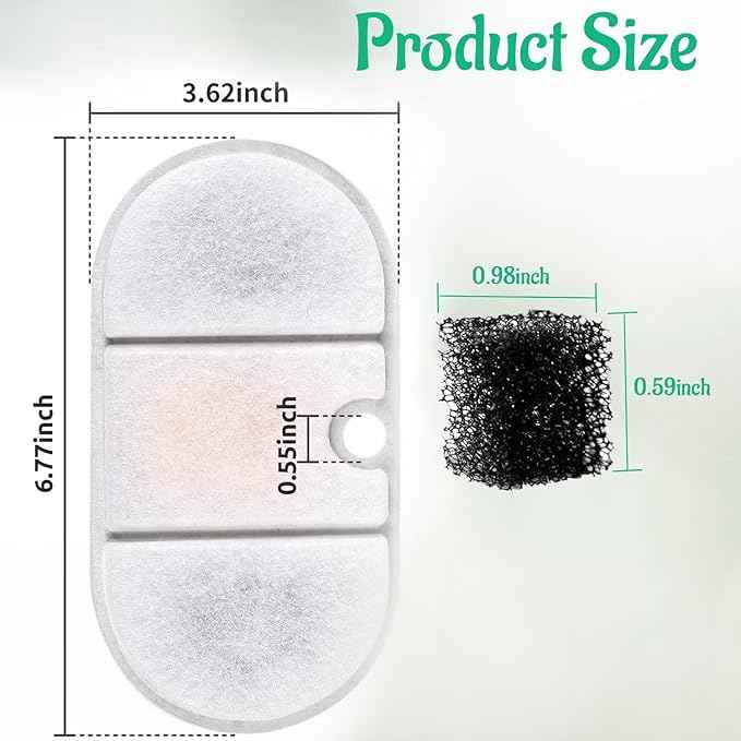 4 Pack Replacement Cat Water Fountain Filters with 4 Sponges Compatible with PETLIBRO Capsule Pet Fountain: PLWF002, 71oz/2.1L for Ultra Quiet Pet Water Fountain