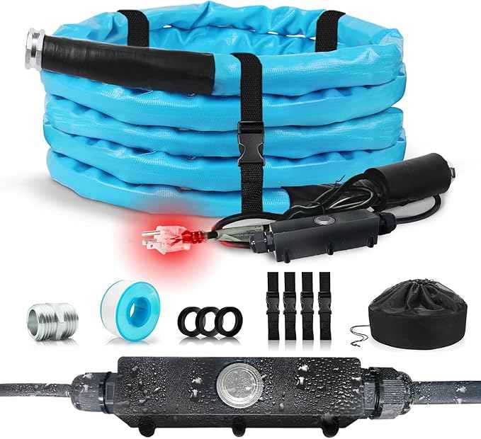 Cupohus Heated RV Water Hose 25FT x 5/8"ID - Freeze Proof to -45℉, Self-Regulating, Safe for Drinking Water - Prevents Frozen & Burst Pipes for Winter Camping, Easy Setup, 110-120V