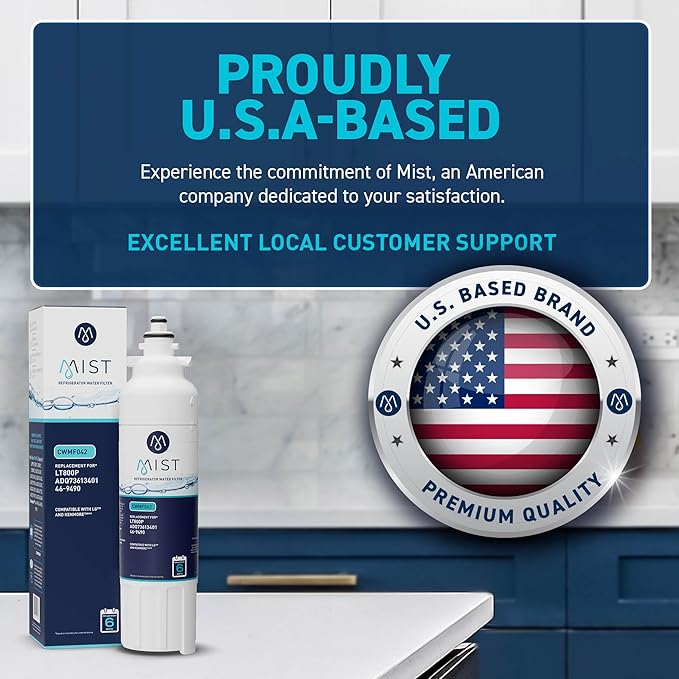 Mist ADQ73613401 Refrigerator Water Filter Replacement for LG LT800P, ADQ73613402, Kenmore 46-9490, Fridge LSXS26326S – NSF 42 Certified – 3 Pack