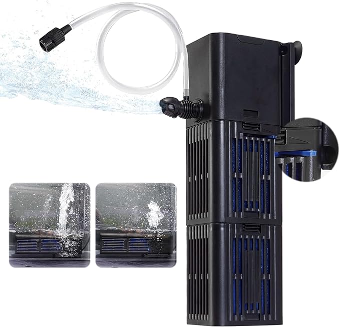 Aquarium Filter Water Flow Adjustable for 55-200 Gallon Fish Turtle Tank 400GPH Biochemical Filtration 4in1 Submersible Internal Powerful Pumps & Filters Keep Freshwater Saltwater Crystal Clear Large - AquaVibe