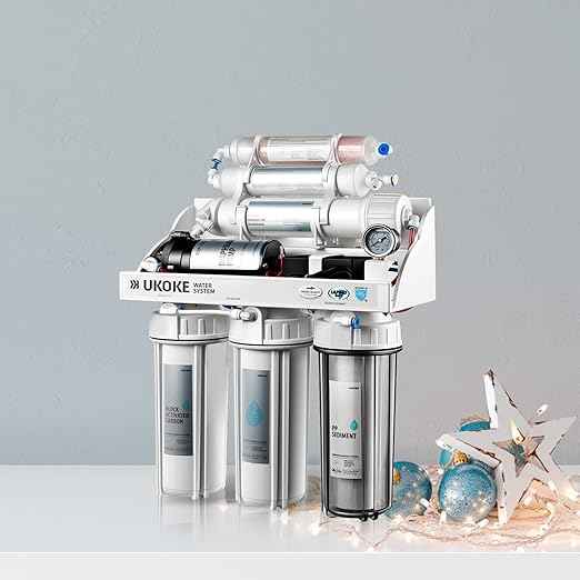 Ukoke RO75GP 6 Stages Reverse Osmosis Water Filtration System, Under Sink pH+ Alkaline Remineralizing RO filter & Softener System, NSF Certified, 75 Gallen Per Day, White with Pump