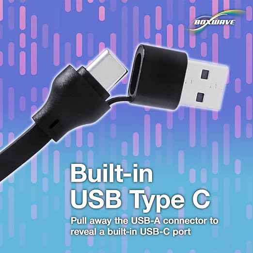 BoxWave Cable Compatible with LARQ Bottle PureVis 25 oz - AllCharge PD miniSync (100W), Retractable High-Speed Charging Portable USB Cable - Jet Black