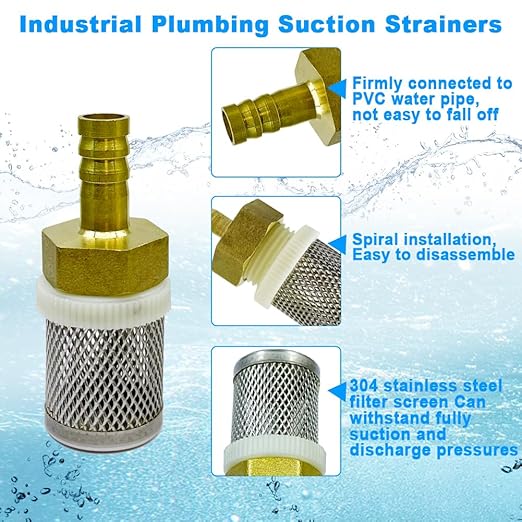 Stainless Steel Filter Copper Tube Joint 14mm Diameter Hose Connection, Garden, Swimming Pool, Fish Tank Hose Filter, Suction Strainers Used to Remove Debris and Reduce Solid Entry(14mm)