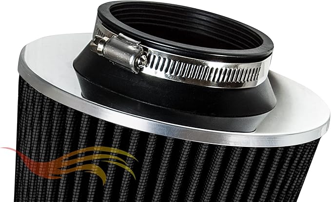 BLACK 3.5" 89 mm Inlet Narrow Cold Air Cone Replacement Performance Washable Clamp-On Dry Air Filter