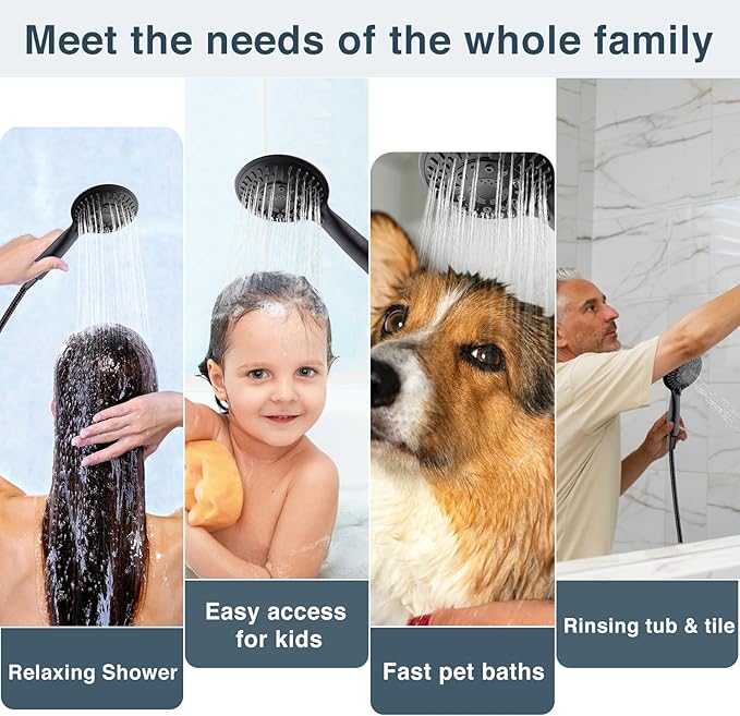 BRIGHT SHOWERS 9 Spray Settings Shower Head with Handheld High Pressure Oil-Rubbed Bronze Hand Held Showerhead with 60 Inch Stainless Steel Hose and Adjustable Overhead Bracket - AquaVibe